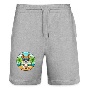 Spielzeug Foxterrier Hund Rasse Cartoon Sonnenbrille Strand - Stanley/Stella Unisex Bio Joggingshorts Trainer  - Grau meliert - Vorne - Nik (191cm) & Marisol (170cm)