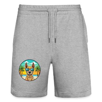 Thai Ridgeback Dog Breed Cartoon Sunglasses Beach - Stanley/Stella Trainer Unisex Organic Jogging Shorts - heather grey - Front - Nik (191cm) & Marisol (170cm)