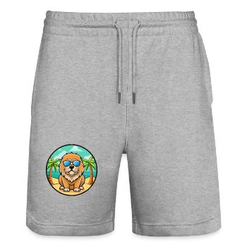 Tibetische Dogge Hunderasse Cartoon Sonnenbrille Strand - Stanley/Stella Unisex Bio Joggingshorts Trainer  - Grau meliert - Vorne - Nik (191cm) & Marisol (170cm)