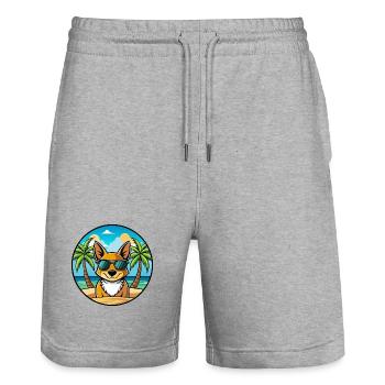St Miguel Cattle Dog Rasse Cartoon Sonnenbrille Strand - Stanley/Stella Unisex Bio Joggingshorts Trainer  - Grau meliert - Vorne - Nik (191cm) & Marisol (170cm)
