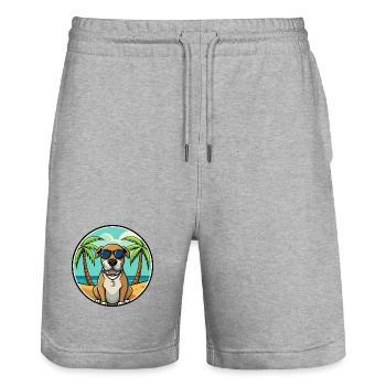 Spanische Dogge Hund Rasse Cartoon Sonnenbrille Strand - Stanley/Stella Unisex Bio Joggingshorts Trainer  - Grau meliert - Vorne - Nik (191cm) & Marisol (170cm)