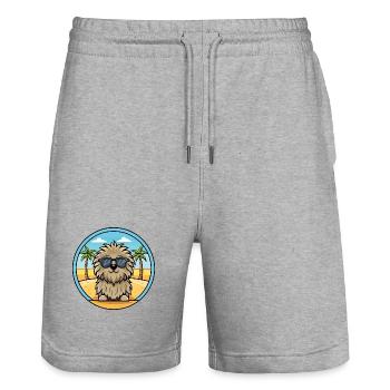 Puli Chien Race Dessin Animé Lunettes De Soleil Plage - Short de jogging bio TRAINER Stanley/Stella unisexe - gris chiné - Devant - Nik (191cm) & Marisol (170cm)