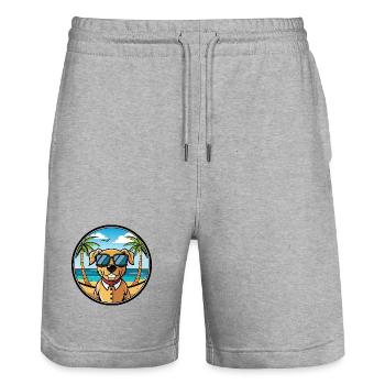 Southern Hound Dog Breed Cartoon Sunglasses Beach - Stanley/Stella Trainer Unisex Organic Jogging Shorts - heather grey - Front - Nik (191cm) & Marisol (170cm)