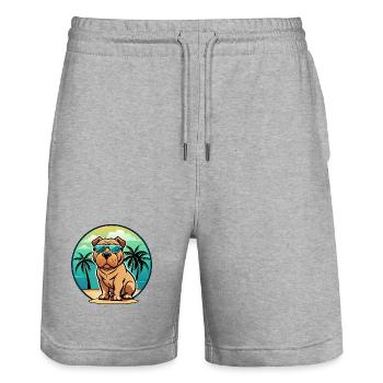 Shar Pei Hunderasse Cartoon Sonnenbrille Strand - Stanley/Stella Unisex Bio Joggingshorts Trainer  - Grau meliert - Vorne - Nik (191cm) & Marisol (170cm)
