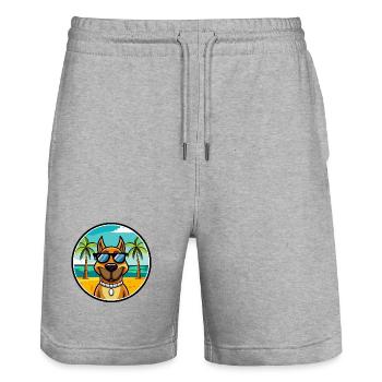 Serbischer Windhund Rasse Cartoon Sonnenbrille Strand - Stanley/Stella Unisex Bio Joggingshorts Trainer  - Grau meliert - Vorne - Nik (191cm) & Marisol (170cm)