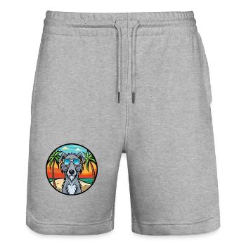 Scottish Deerhound Dog Breed Cartoon Sunglasses - Stanley/Stella Trainer Unisex Organic Jogging Shorts - heather grey - Front - Nik (191cm) & Marisol (170cm)
