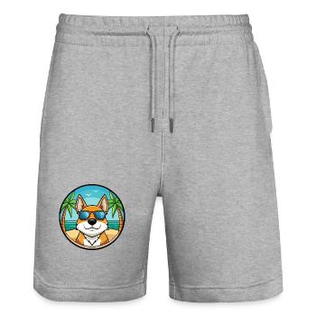 Skandinavische Hunderasse Cartoon Sonnenbrille Strand - Stanley/Stella Unisex Bio Joggingshorts Trainer  - Grau meliert - Vorne - Nik (191cm) & Marisol (170cm)