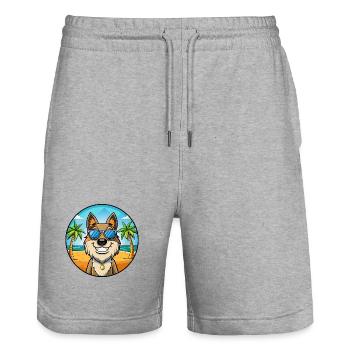 Rumänische Schäferhund Rasse Cartoon Sonnenbrille Strand - Stanley/Stella Unisex Bio Joggingshorts Trainer  - Grau meliert - Vorne - Nik (191cm) & Marisol (170cm)