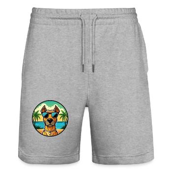 Rhodesian Ridgeback Hunderasse Cartoon Sonnenbrille - Stanley/Stella Unisex Bio Joggingshorts Trainer  - Grau meliert - Vorne - Nik (191cm) & Marisol (170cm)