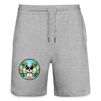 Rat Terrier Hund Rasse Cartoon Sonnenbrille Strand - Stanley/Stella Unisex Bio Joggingshorts Trainer  - Grau meliert - Vorne - Nik (191cm) & Marisol (170cm)
