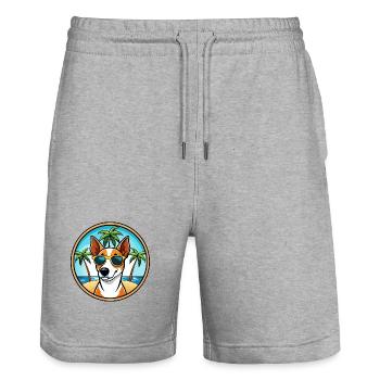 Glatte Foxterrier Hunderasse Cartoon Sonnenbrille - Stanley/Stella Unisex Bio Joggingshorts Trainer  - Grau meliert - Vorne - Nik (191cm) & Marisol (170cm)