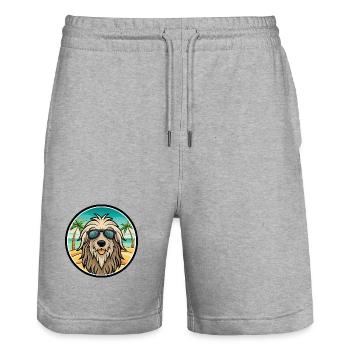 Bergamasco Chien Race Dessin Animé Lunettes De Soleil Plage - Short de jogging bio TRAINER Stanley/Stella unisexe - gris chiné - Devant - Nik (191cm) & Marisol (170cm)