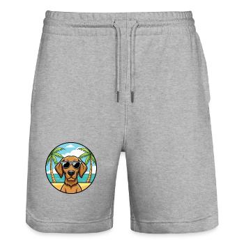 Drahthaar Vizsla Hund Rasse Cartoon Sonnenbrille Strand - Stanley/Stella Unisex Bio Joggingshorts Trainer  - Grau meliert - Vorne - Nik (191cm) & Marisol (170cm)