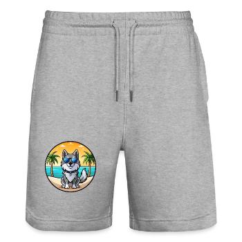 Norwegische Elchhunderasse Cartoon Sonnenbrille - Stanley/Stella Unisex Bio Joggingshorts Trainer  - Grau meliert - Vorne - Nik (191cm) & Marisol (170cm)