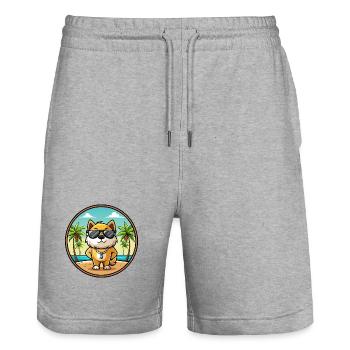 Milieu Asiatique Ovtcharka Chien Race Dessin Animé Plage - Short de jogging bio TRAINER Stanley/Stella unisexe - gris chiné - Devant - Nik (191cm) & Marisol (170cm)