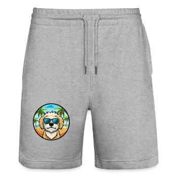 Maltipoo Hunderasse Cartoon Sonnenbrille Strand - Stanley/Stella Unisex Bio Joggingshorts Trainer  - Grau meliert - Vorne - Nik (191cm) & Marisol (170cm)
