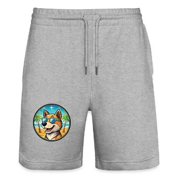 Lucas Terrier Hunderasse Cartoon Sonnenbrille Strand - Stanley/Stella Unisex Bio Joggingshorts Trainer  - Grau meliert - Vorne - Nik (191cm) & Marisol (170cm)