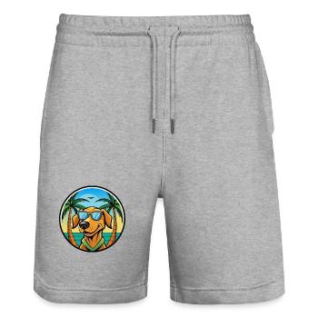 Litauischer Windhund Rasse Cartoon Sonnenbrille Strand - Stanley/Stella Unisex Bio Joggingshorts Trainer  - Grau meliert - Vorne - Nik (191cm) & Marisol (170cm)