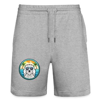 Komondor Hunderasse Cartoon Sonnenbrille Strand - Stanley/Stella Unisex Bio Joggingshorts Trainer  - Grau meliert - Vorne - Nik (191cm) & Marisol (170cm)
