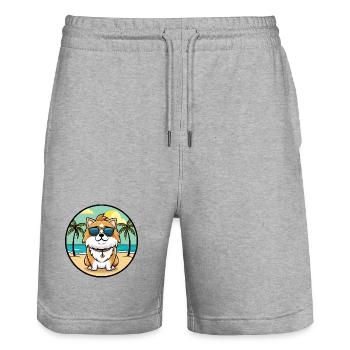 Japanese Chin Dog Breed Cartoon Sunglasses Beach - Stanley/Stella Trainer Unisex Organic Jogging Shorts - heather grey - Front - Nik (191cm) & Marisol (170cm)