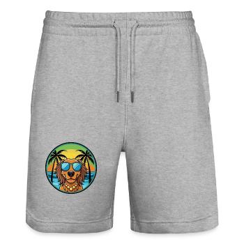 Gordon Setter Hunderasse Cartoon Sonnenbrille Strand - Stanley/Stella Unisex Bio Joggingshorts Trainer  - Grau meliert - Vorne - Nik (191cm) & Marisol (170cm)