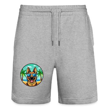 German Shepherd Dog Breed Cartoon Sunglasses Beach - Stanley/Stella Trainer Unisex Organic Jogging Shorts - heather grey - Front - Nik (191cm) & Marisol (170cm)