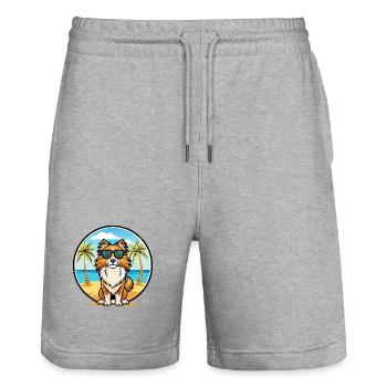 Berger anglais Chien Race Dessin Animé Lunettes De Soleil Plage - Short de jogging bio TRAINER Stanley/Stella unisexe - gris chiné - Devant - Nik (191cm) & Marisol (170cm)