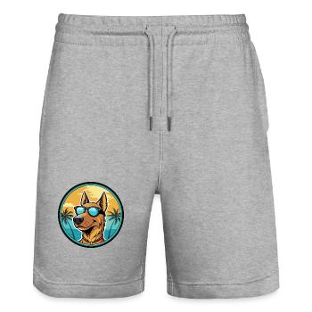 Deutscher Windhund Rasse Cartoon Sonnenbrille Strand - Stanley/Stella Unisex Bio Joggingshorts Trainer  - Grau meliert - Vorne - Nik (191cm) & Marisol (170cm)