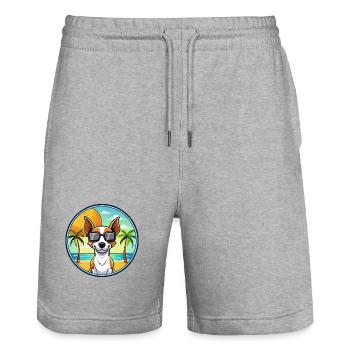 Decker Rat Terrier Hunderasse Cartoon Sonnenbrille - Stanley/Stella Unisex Bio Joggingshorts Trainer  - Grau meliert - Vorne - Nik (191cm) & Marisol (170cm)