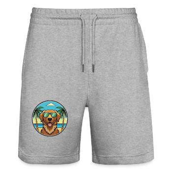 Chesapeake Bay Retriever Hunderasse Cartoon Beach - Stanley/Stella Unisex Bio Joggingshorts Trainer  - Grau meliert - Vorne - Nik (191cm) & Marisol (170cm)
