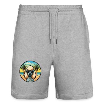 Corded Poodle Dog Breed Cartoon Sunglasses Beach - Stanley/Stella Trainer Unisex Organic Jogging Shorts - heather grey - Front - Nik (191cm) & Marisol (170cm)