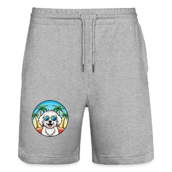 Bichon Frise Hunderasse Cartoon Sonnenbrille Strand - Stanley/Stella Unisex Bio Joggingshorts Trainer  - Grau meliert - Vorne - Nik (191cm) & Marisol (170cm)