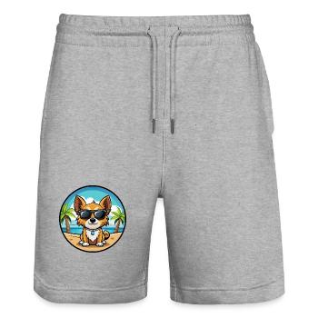 Continental Spielzeug Spaniel Hunderasse Cartoon Strand - Stanley/Stella Unisex Bio Joggingshorts Trainer  - Grau meliert - Vorne - Nik (191cm) & Marisol (170cm)