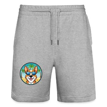 Brittany Dog Breed Cartoon Sunglasses Beach - Stanley/Stella Trainer Unisex Organic Jogging Shorts - heather grey - Front - Nik (191cm) & Marisol (170cm)
