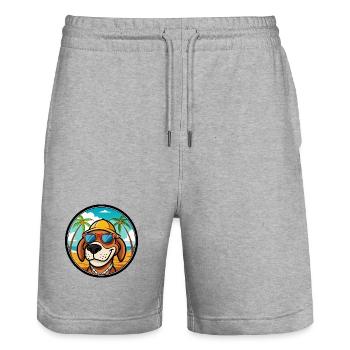 Bruno Jura Hound Hunderasse Cartoon Sonnenbrille Strand - Stanley/Stella Unisex Bio Joggingshorts Trainer  - Grau meliert - Vorne - Nik (191cm) & Marisol (170cm)