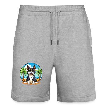 Appenzeller Sennenhund Hunderasse Cartoon Beach - Stanley/Stella Unisex Bio Joggingshorts Trainer  - Grau meliert - Vorne - Nik (191cm) & Marisol (170cm)