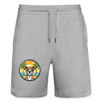 Ariege Pointer Hund Rasse Cartoon Sonnenbrille Strand - Stanley/Stella Unisex Bio Joggingshorts Trainer  - Grau meliert - Vorne - Nik (191cm) & Marisol (170cm)