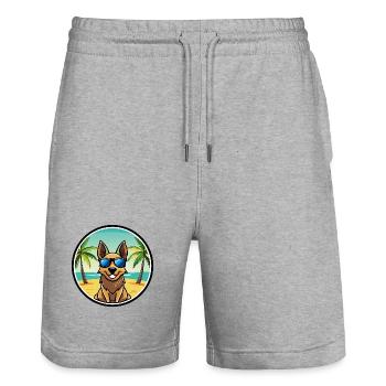 Australian Cattle Dog Rasse Cartoon Sonnenbrille Strand - Stanley/Stella Unisex Bio Joggingshorts Trainer  - Grau meliert - Vorne - Nik (191cm) & Marisol (170cm)