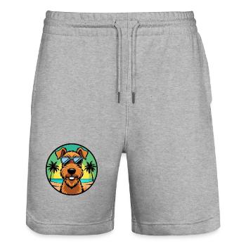 Airedale Terrier Hunderasse Cartoon Sonnenbrille Strand - Stanley/Stella Unisex Bio Joggingshorts Trainer  - Grau meliert - Vorne - Nik (191cm) & Marisol (170cm)
