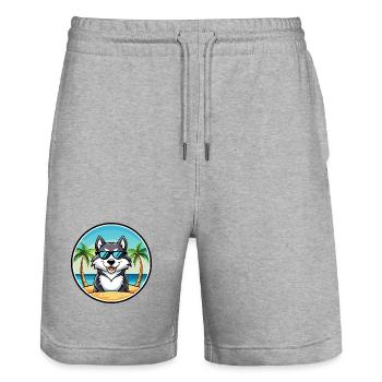 Alaskan Malamute Hunderasse Cartoon Sonnenbrille Strand - Stanley/Stella Unisex Bio Joggingshorts Trainer  - Grau meliert - Vorne - Nik (191cm) & Marisol (170cm)