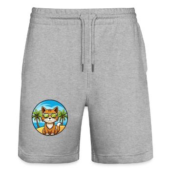 Havanna Braun Katze Rasse Cartoon Sonnenbrille Strand - Stanley/Stella Unisex Bio Joggingshorts Trainer  - Grau meliert - Vorne - Nik (191cm) & Marisol (170cm)