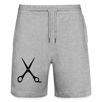 Friseur Schere Symbol - Stanley/Stella Unisex Bio Joggingshorts Trainer  - Grau meliert - Vorne - Nik (191cm) & Marisol (170cm)