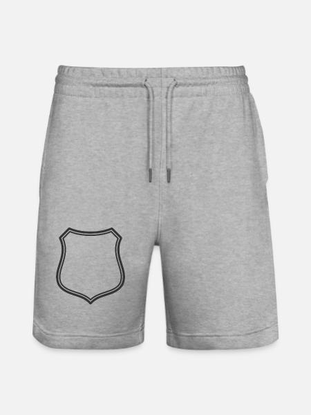 Leeres Schildlinien-Symbol Abzeichen Wappen Umrisssymbol - Stanley/Stella Unisex Bio Joggingshorts Trainer  - Grau meliert