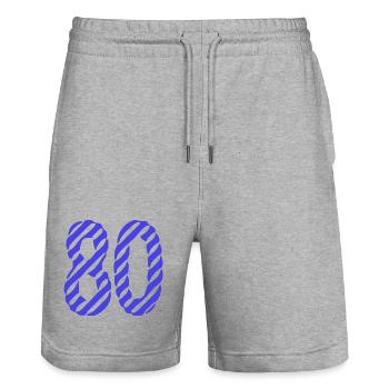 HAPPY BIRTHDAY. HAPPY BIRTHDAY. ANNIVERSARY. - Stanley/Stella Trainer Unisex Organic Jogging Shorts - heather grey - Front - Nik (191cm) & Marisol (170cm)