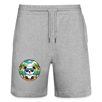 Panda Lustige Cartoon Sommer Strand Sonnenbrille Cool - Stanley/Stella Unisex Bio Joggingshorts Trainer  - Grau meliert - Vorne - Nik (191cm) & Marisol (170cm)
