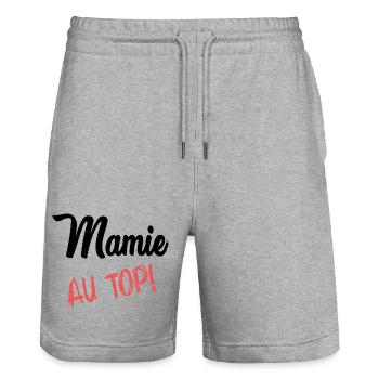 OMA. MUTTERTAG. ALLES GUTE ZUM OMA-TAG - Stanley/Stella Unisex Bio Joggingshorts Trainer  - Grau meliert - Vorne - Nik (191cm) & Marisol (170cm)
