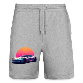 Elektrische Welle - Stanley/Stella Unisex Bio Joggingshorts Trainer  - Grau meliert - Vorne - Nik (191cm) & Marisol (170cm)