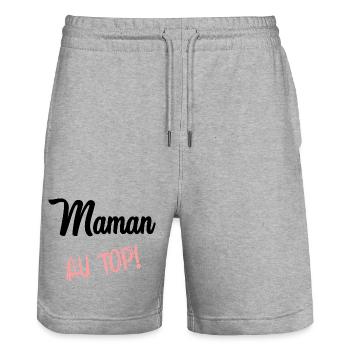 FÊTE DES MÈRES. BONNE FÊTE MAMAN. MAMAN - Short de jogging bio TRAINER Stanley/Stella unisexe - gris chiné - Devant - Nik (191cm) & Marisol (170cm)