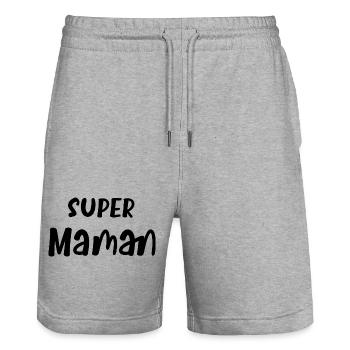 Super maman - Short de jogging bio TRAINER Stanley/Stella unisexe - gris chiné - Devant - Nik (191cm) & Marisol (170cm)