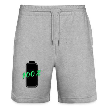 Batterie hat 100% volle Energie - Stanley/Stella Unisex Bio Joggingshorts Trainer  - Grau meliert - Vorne - Nik (191cm) & Marisol (170cm)